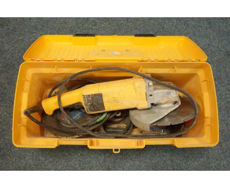 9" Angle grinder 240v with various blades, contained in tool box Condition Report Click here for further images, condition, a