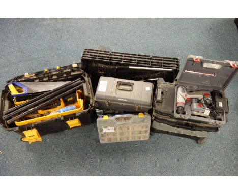 Performance Power cordless hammer drill PHD144-2B, Keter folding bench, large selection of hand tools and drill bits, four to