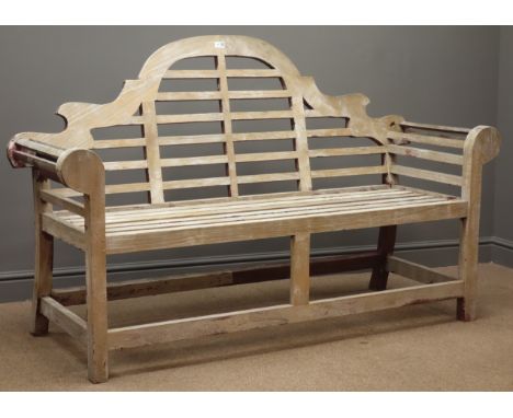 Lutyens style teak garden bench, W167cm Condition Report Click here for further images, condition, auction times & delivery c