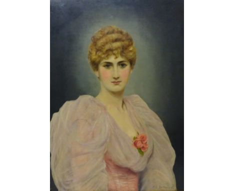 Half length Portrait of a Young Lady, oil on canvas signed and dated '89 by Arthur Longley Vernon (British exh.1880-1917) 75c