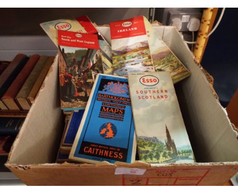 24 Bartholomew 1/2" 1 mile British maps, 13 Esso road maps, 21 Ordnance Survey maps dating from the 1930's plus other maps ap