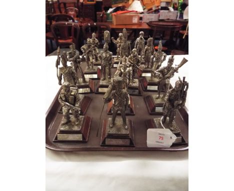 Fifteen pewter soldiers throughout the ages, each marked 'Royal Hampshire' and sculpted by R. Hardy
