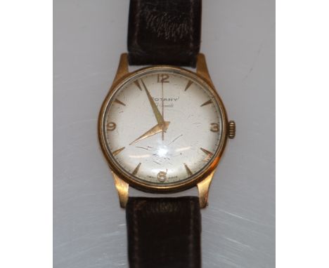 Gent's Rotary 9ct gold watch, 1960, on strap. 