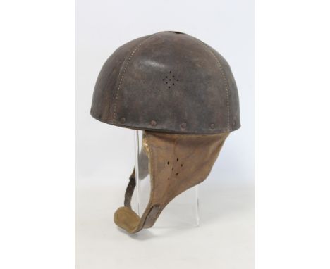 British WWII rare experimental leather hard helmet for airborne glider pilots. Size 6 7/8, impressed JH Ltd and dated 1942. I