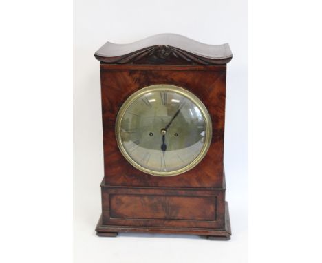 Victorian eight day mantel or bracket clock by James Berry, Aberdeen, fusee anchor, with brass dial in mahogany case with car