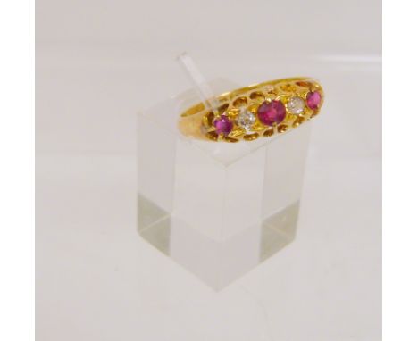 Ruby and diamond ring in 18ct gold, 1906. 