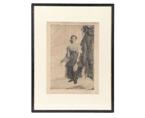 ANDERS ZORN (SWEDISH 1860-1920) THE NEW MAID. signed in pencil, etching c.1909 29.5 x 20cm.  *Condition:  Some discolouration