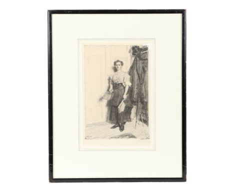 ANDERS ZORN (SWEDISH 1860-1920) THE NEW MAID. signed in pencil, etching c.1909 29.5 x 20cm.  *Condition:  Good clean conditio