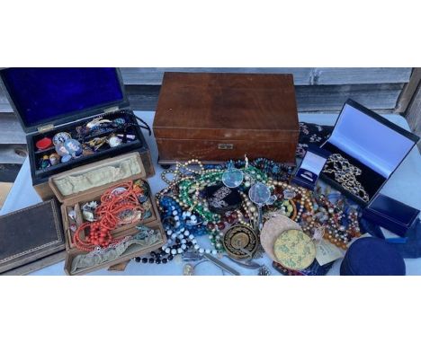 A large collection of vintage costume jewellery and jewellery boxes&nbsp;