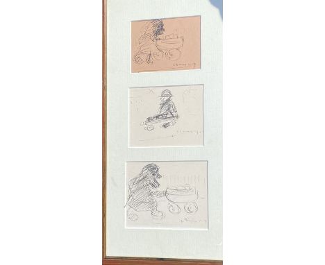L S Lowry signed print , stamped paper triptych framed&nbsp;