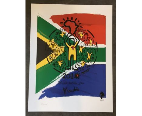 2010 football world cup, "Africa salutes you" limited edition print of the South African flag, Edition number 899 of 2010. 65