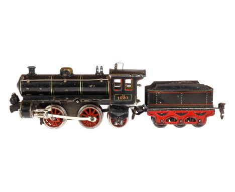 Märklin B-1 Dampflok D 1020, Spur 0, HL, mit Tender, 2 imit. Stirnlampen (1 fehlt), Bremse und v+r, 2 Puffer fehlen, LS und g