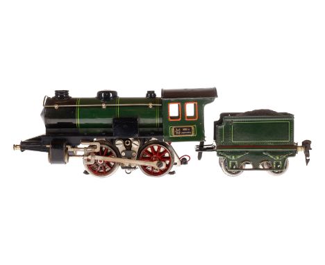 Märklin B-Dampflok R 65/3050, Spur 0, Starkstrom, grün/schwarz, mit Tender, neu verkabelt, Schwarzbereiche tw nachlackiert, L