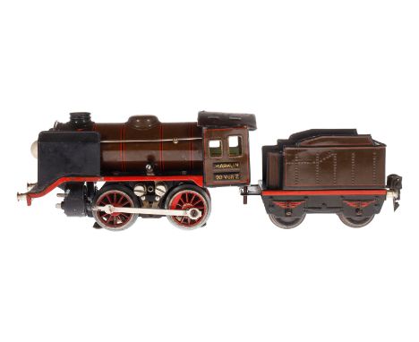 Märklin B-Dampflok R 12890, Spur 0, elektr., braun/schwarz, mit Tender, gW und 1 el. bel. Stirnlampe, Schwarzbereiche meist n