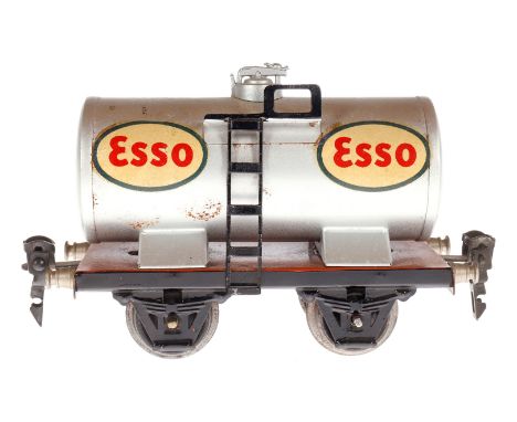 Märklin Esso Kesselwagen 1674, Spur 0, HL, Plattform rest., LS und gealterter Lack, L 13, Z 3