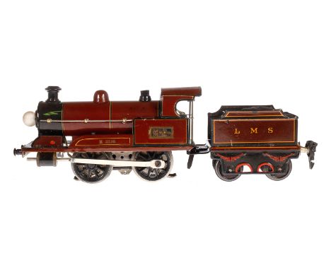 Märklin engl. B-Dampflok R 3130 LMS, Spur 0, Schwachstrom, braun/schwarz, mit Tender und 1 el. bel. Stirnlampe, LS und gealte