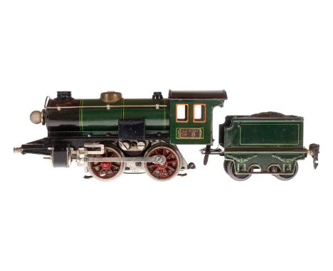 Märklin B-Dampflok R 65/13050, Spur 0, elektr., grün/schwarz, mit Tender und 1 el. bel. Stirnlampe, NV, tw ausgeb., LS und ge