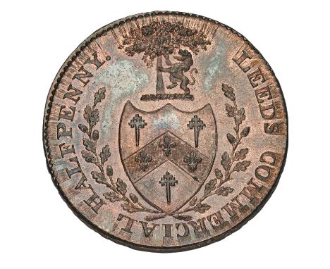 Yorkshire, Leeds, Samuel Birchall Halfpenny 1795, obv. arms between branches, rev. fleece, edge: 'payable by Samuel Birchall'