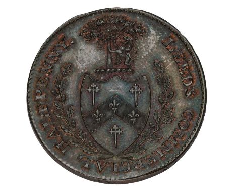 Yorkshire, Leeds, Samuel Birchall Halfpenny 1795, obv. arms between branches, rev. fleece, edge: 'payable by Samuel Birchall'