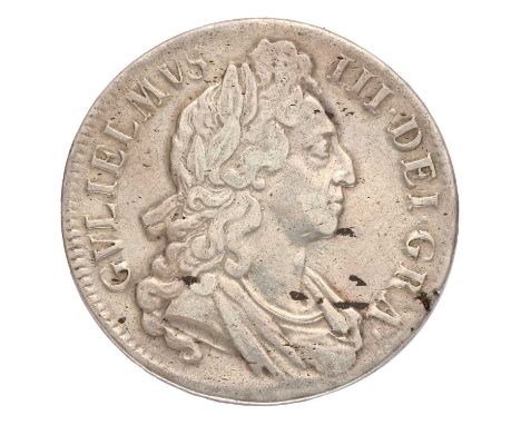 William III, Crown 1696, OCTAVO, first draped bust, first harp (Bull 995, ESC 89, S.3470) some haymarks, die crack on edge at