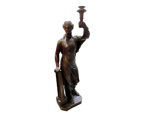 Dated 1813 A Regency bronzed plaster figural torchere, in the manner of Humphrey Hopper, indistinctly signed on reverse&nbsp;