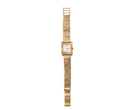 Patek Philippe Circa 1950 An 18 carat gold square shaped ladies' wristwatch On a slightly later brick link bracelet&nbsp; Wei