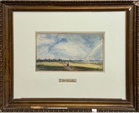 Circle of John Constable A peasant woman in a landscape with rainbow Watercolour on paper&nbsp; Provenance: Christie's, stock