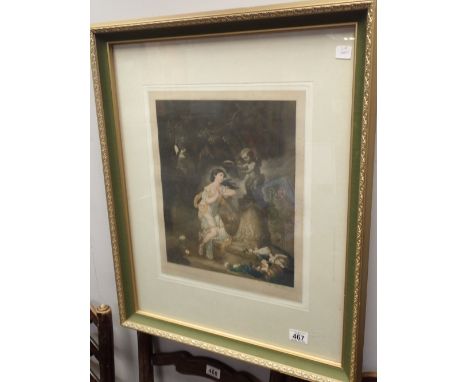 Framed Victorian lithograph signed John Cotha Webb 30 x 35 cm 