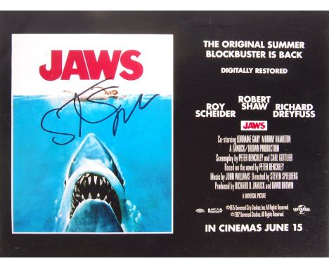 Steven Spielberg - American Film Maker and Director - autographed 8x10" colour ' Jaws ' photograph. Signed neatly by Spielber