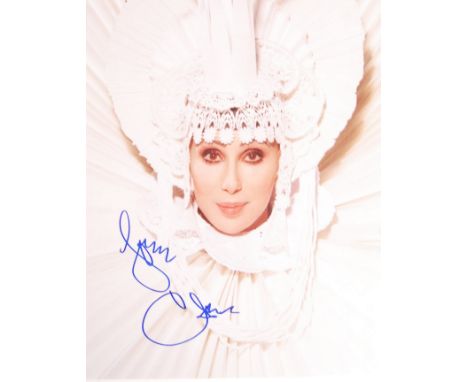 Cher - American Singer &amp; Actress - beautiful signed 11x14" colour photograph of Cher. Signed to a light portion in blue m