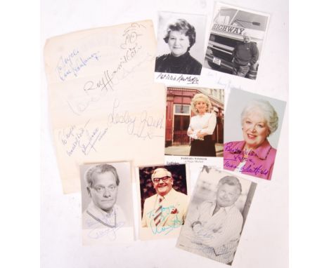 A small collection of British Comedy related signed photographs and autographs. All hand signed, to include; David Jason, Joh