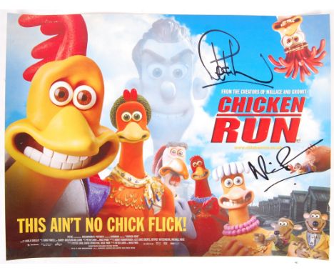 Aardman Animations : Chicken Run -&nbsp; original dual signed mini-poster from the animated movie. Signed by creators Nick Pa