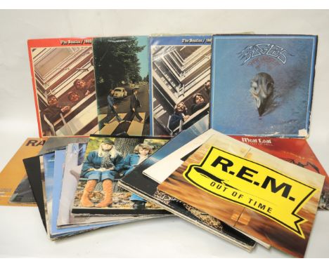 Quantity of long playing vinyl records including Beatles, Abbey Road and Red and Blue double albumsArtists include; Beatles, 