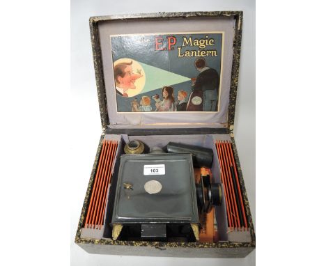 E. P. magic lantern in original box, with original contents