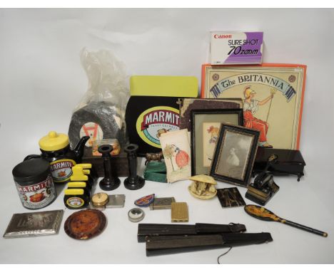 Box containing a large quantity of various items including a games box with draughts, boxed set of dominoes, ebony items, an 