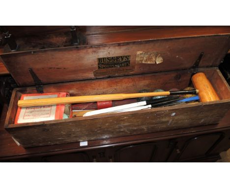 Busseys croquet set in original pine box (at fault)