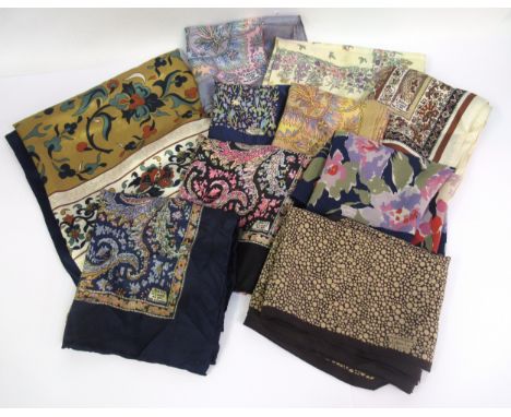 Liberty of London, nine various scarves and pocket squares and another silk scarf