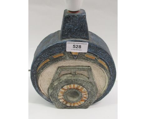 Troika lamp base of circular design, 21cm high excluding fitting, signed A. B. to baseIn good condition, no cracks or restora