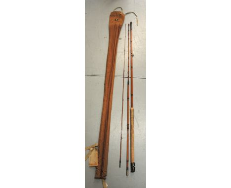 Hardy ' The Upstream ' three piece cane fishing rod, with a Hardy cloth bag