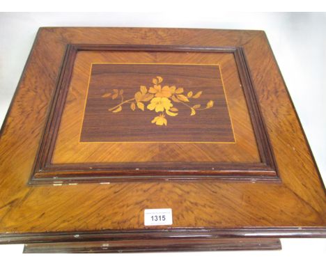 19th Century walnut and inlaid table polyphon, together with a small collection of discs (40cm diameter)Cannot see any missin