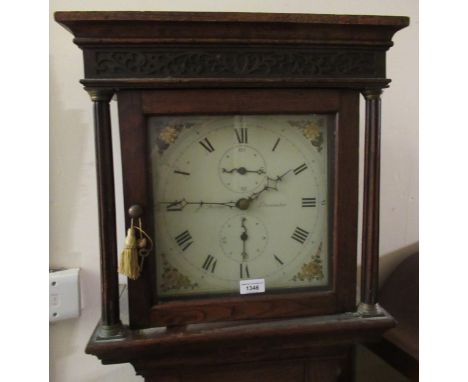 Oak longcase clock with thirty hour movement by Farrer of DoncasterDial dimension: 11 inches square