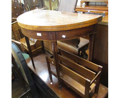 George III mahogany and crossbanded and line inlaid D-shaped fold-over card table
