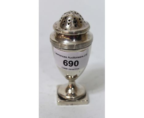 George III silver pedestal pepperette by Henry Charner, 9cm high