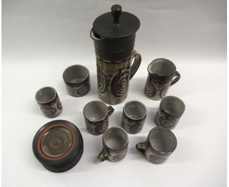 Briglin pottery 1960s fifteen piece coffee set