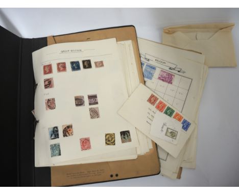 Black album containing a small quantity of various World stamps, including a Penny Black