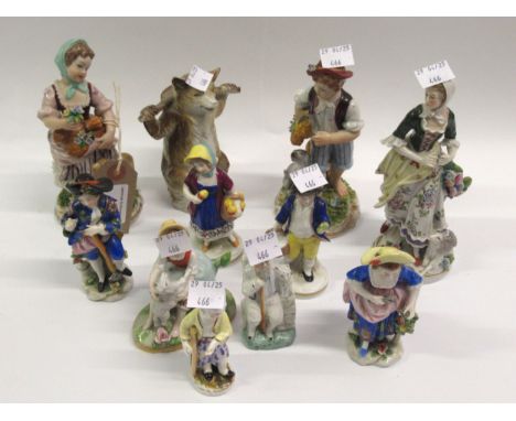 Collection of various small continental porcelain figures including Berlin Sitzendorf, etc.