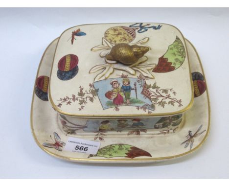 Victorian Grove and Stark rose bud pattern pottery butter dish