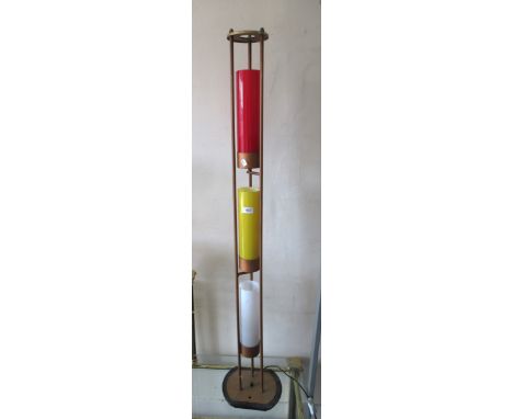 1960s / 70s Floor standing copper coloured three light lamp standard with with glass shadessee additional images