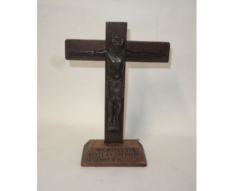 Brown patinated bronze crucifix
