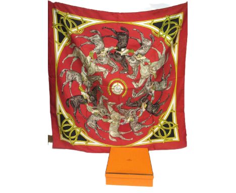 Hermes, Paris, ' Ascot 1831 ' silk scarf, 90cm square, in a Hermes boxIn good condition